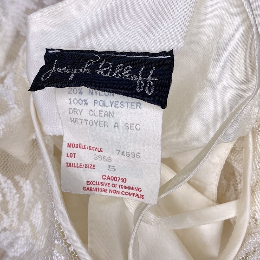 🌷Joseph Ribkoff 🌷Vintage Lace Flower & Pearl Embroidery Trim Wedding Style Dress - Picture 10 of 12
